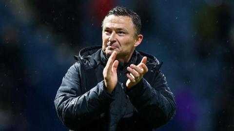 Preston North End manager Paul Heckingbottom applauds fans after the win over Sheffield United.