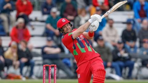 Lancashire all-rounder Liam Livingstone on his way to 81, including eight sixes, in the Red Rose county's T20 Blast defeat to Glamorgan.