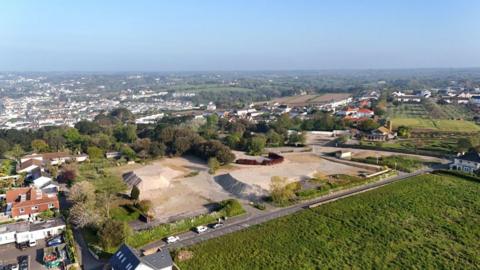 A drone shot of a building site in Jersey