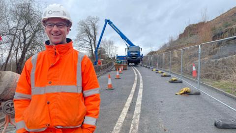 Engineer Matt Day at the roadworks