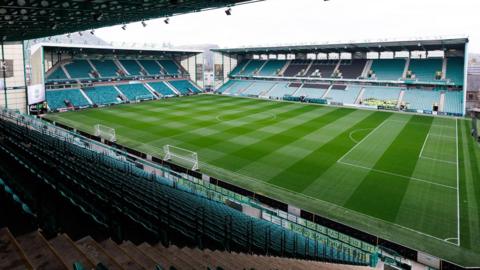 A general view of Easter Road Stadium on a sunny day.
