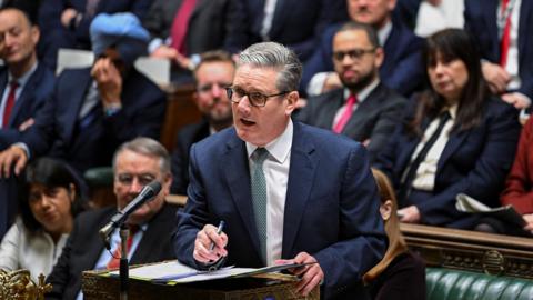 Sir Keir Starmer speaks at the dispatch box in the House of Commons during PMQs