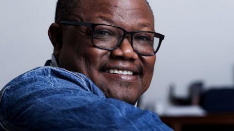 Tanzanian opposition leader Tundu Lissu poses during an interview with AFP at his home in Tienen, on November 14, 2020