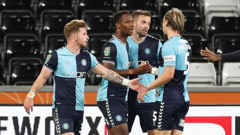 Wycombe celebrate their winning goal