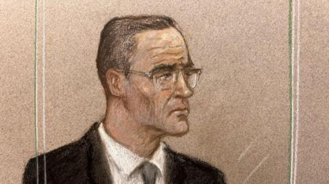 A court sketch of Paul Doyle