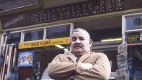 Ronnie Barker starred as Albert Arkwright in the BBC sitcom Open All Hours