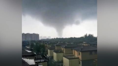 Tornado funnel in the distance