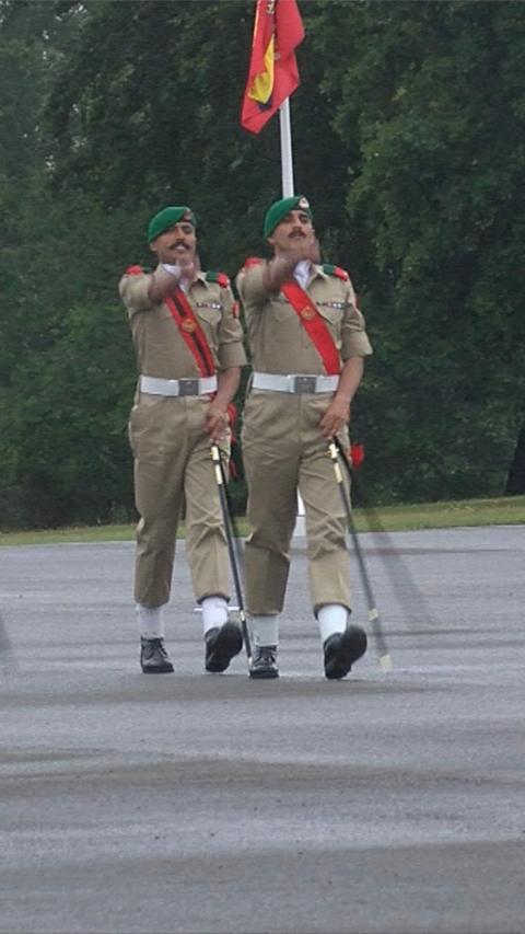 A team from Pakistan compete in the British Army's All Arms International Pace Sticking Competition at the Royal Military Academy Sandhurst.