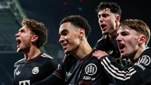 Jamal Musiala celebrates scoring