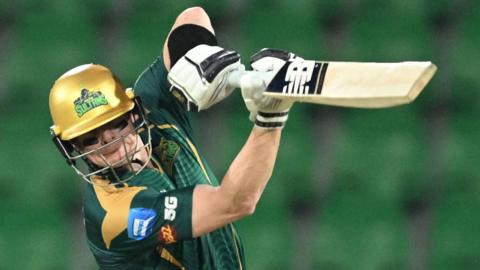 Steve Smith plays a flamboyant drive for Multan Sultans