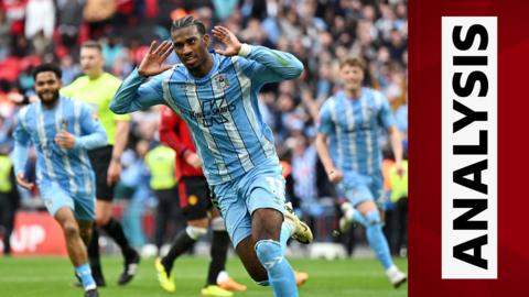 Haji Wright celebrates after equalising for Coventry City