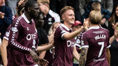 Hearts celebrate