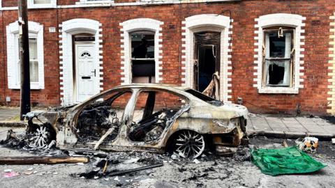 Burned out car in Belfast on Wednesday