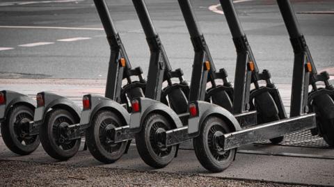 Row of e-scooters