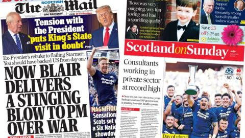 Front pages of the Scottish Mail on Sunday and Scotland on Sunday