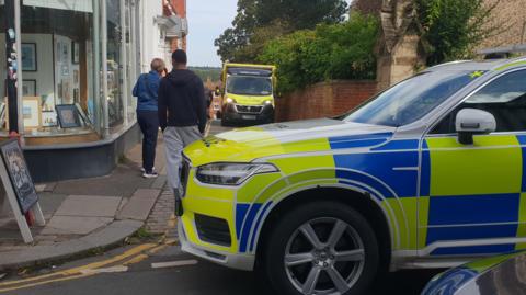 Emergency services on Cow Hill in Norwich