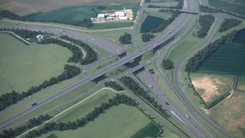 A computer generated image of what the road improvement project will look like when it is finished. The National Highways scheme is building a 10-mile dual carriageway between the Black Cat roundabout in Bedfordshire and Caxton Gibbet in Cambridgeshire.