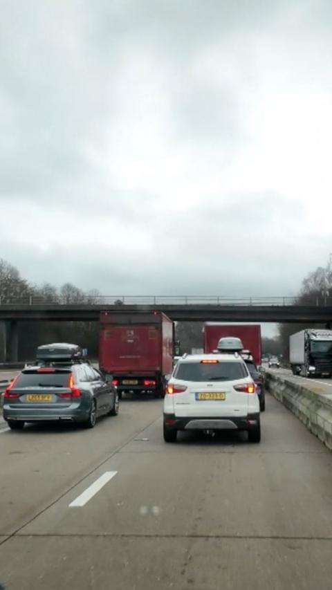 Traffic queuing in Operation Brock.