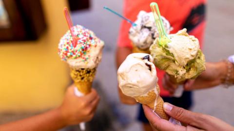 Colourful ice creams