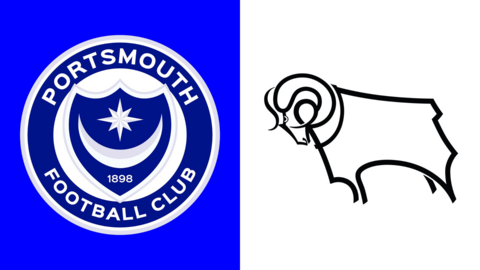 Side-by-side of Portsmouth and Derby badges