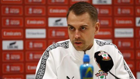 Southampton boss Tonda Eckert speaking at a press conference 