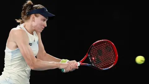 Aryna Sabalenka hits a forehand