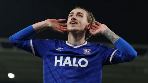 Ipswich's Jack Clarke celebrates scoring against Bristol City