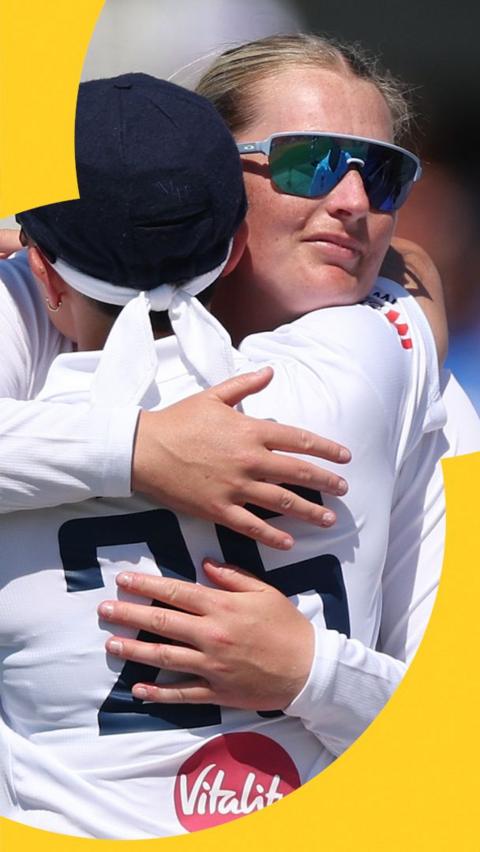 Sophie Ecclestone hugging Issy Wong