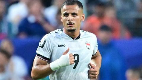 Ali Al-Hamadi in action for Iraq at the 2026 World Cup