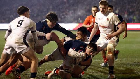 France scoring a try against England in U20 Six Nations last year