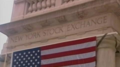 A close up of the New York Stock Exchange building.