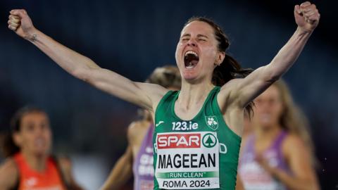 Ciara Mageean celebrates after winning the European 1500m gold medal in Rome last June