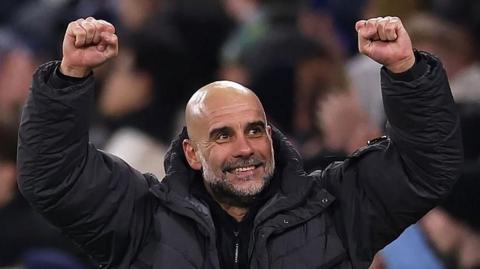 Pep Guardiola celebrates