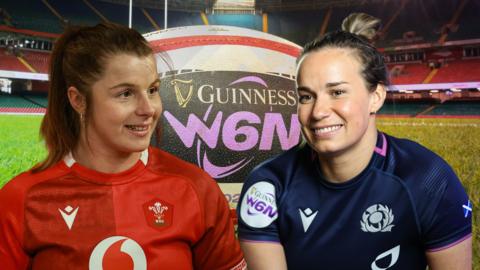 Rival captains Kate Williams of Wales and Scotland's Rachel Malcolm