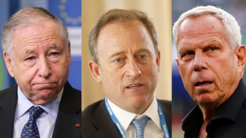 A composition image of Jean Todt, Josh Harris and Steve Tisch