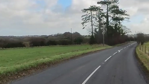 A screenshot taken from Google Maps showing a stretch of road on the A360. The road is surrounded by grass and trees on either side.