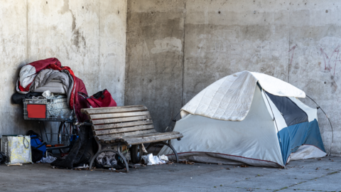 Tents belonging to homeless person