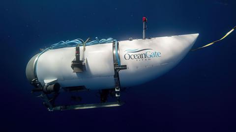 File photo of the white Titan submersible during a descent into deep waters