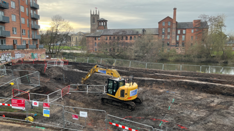 Diggers clearing land near the A601 Causey Bridge in Derby
