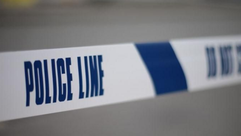 A close-up picture of police tape. 