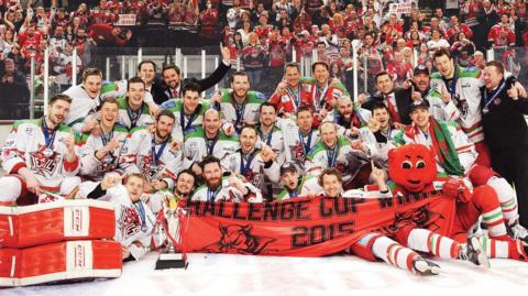 Cardiff Devils with the 2015 Challenge Cup trophy