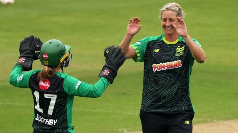 Sophie Devine celebrates a wicket