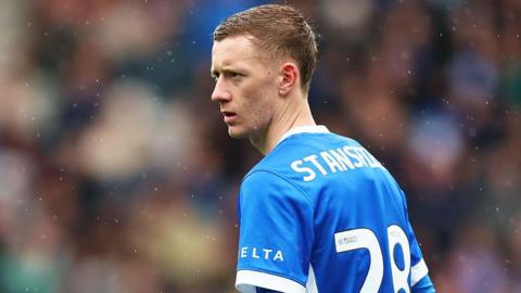 Birmingham City striker Jay Stansfield looks on as he waits for the ball
