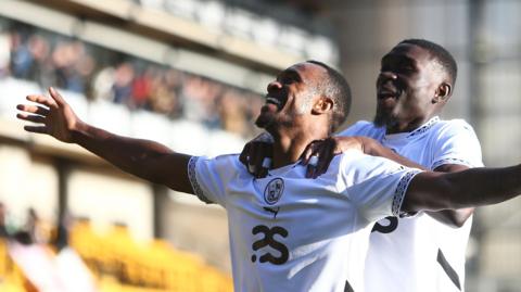 Rekeem Harper celebrates scoring for Port Vale