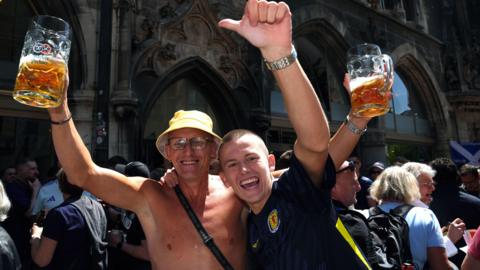 Scotland fans at Marienplatz central square, Munich