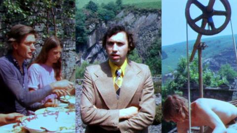 Collage of photos showing people eating, a BBC reporter and man building