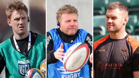 Rhys Patchell (left), Duncan Jones (centre) and Dan Lydiate
