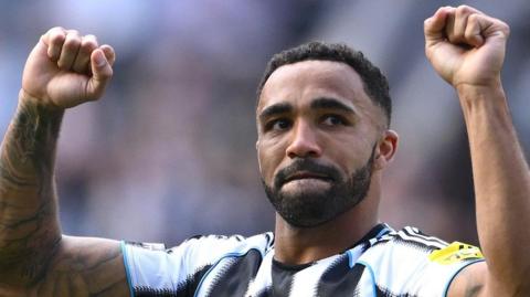Callum Wilson reacts to the Newcastle supporters at the end of last season
