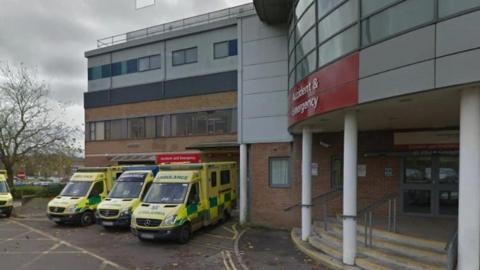 Google Maps view of ambulances and and front of the accident & emergency building