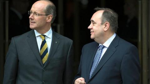 John Swinney and Alex Salmond pictured at Bute House, Edinburgh, during the late SNP leader's time as Scotland's First Minister 